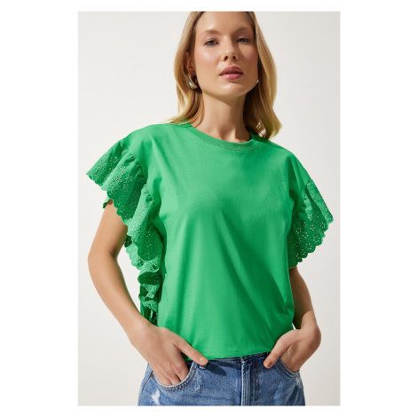 Happiness İstanbul Women's Green Scalloped Knitted Blouse
