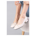 Mio Gusto Bellamy Beige Women's Short Heeled Shoes with Bow Detail.