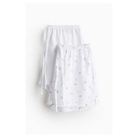 H & M - Pyžamové šortky z bavlněného popelínu: balení po 2 - bílá H&M