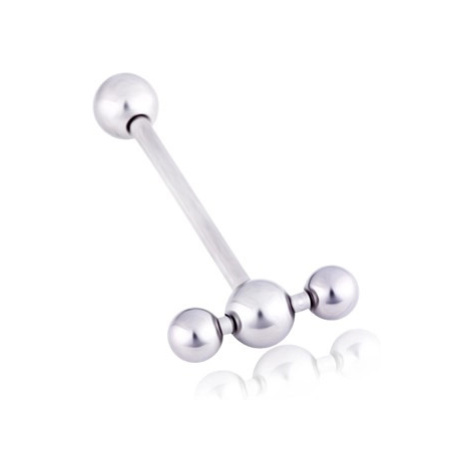 Ocelový piercing do ucha - dvojitý barbell - Délka piercingu: 19 mm Šperky eshop