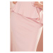 Růžové midi šaty s peplum volánkem