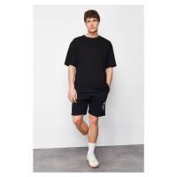 Trendyol Black Regular/Normal Fit Fluffy Text Printed Shorts