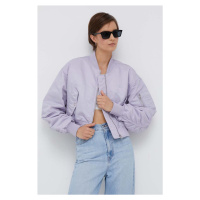Bomber bunda Calvin Klein Jeans fialová barva, přechodná