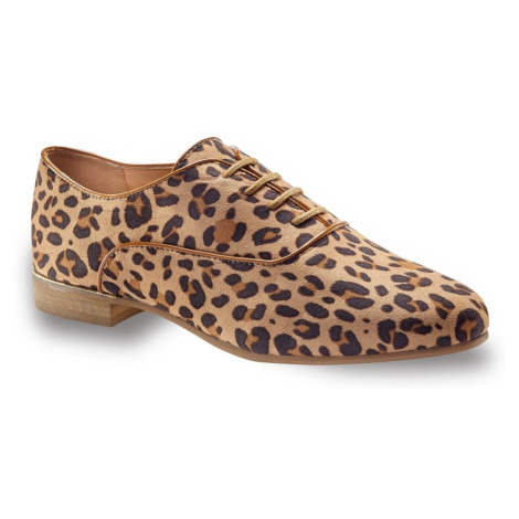 Blancheporte Boty derbies s leopardím vzorem béžová/černá