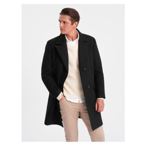 Černý pánský kabát s podšívkou Ombre Clothing
