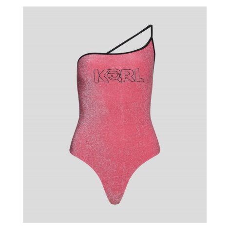 Plavky karl lagerfeld ikonik 2.0 lurex swimsuit růžová