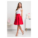 Červená áčková mini sukně
