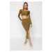 Trendyol Limited Edition Green Crop With Wrap Skirt, Sweater Top-Top Set