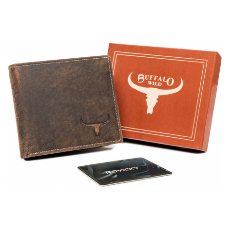 Prošívaná skládací peněženka z hovězí kůže Buffalo