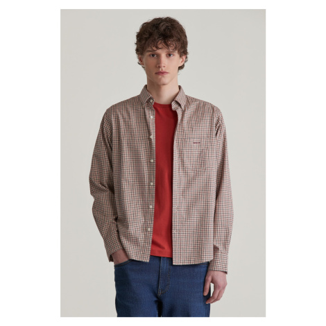 KOŠILE GANT REG JASPE TATTERSALL SHIRT CARAMEL BEIGE