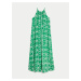Bílo-zelené dámské vzorované maxi šaty s příměsí lnu Marks & Spencer