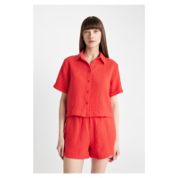 DEFACTO Boxy Fit Muslin Short Sleeve Shirt