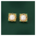 JAY Náušnice s perlou a zirkony Yanna, stříbrné zapínání JAY-0067-WE1590 Zlatá