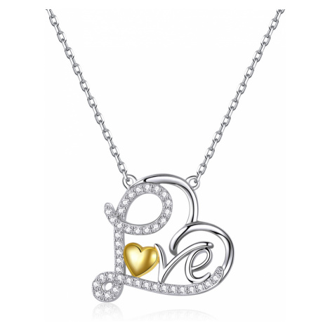 Linda's Jewelry Stříbrný náhrdelník Love You Ag 925/1000 INH106