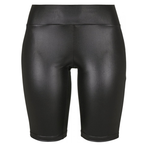 Ladies Synthetic Leather Cycle Shorts - black Urban Classics