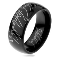 Prsten z wolframu - hladký černý kroužek, motiv Pána prstenů, 8 mm