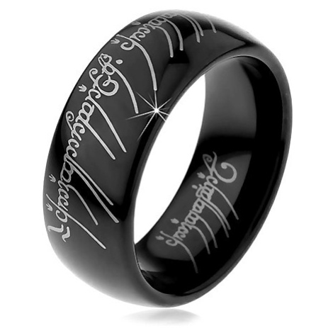 Prsten z wolframu - hladký černý kroužek, motiv Pána prstenů, 8 mm Šperky eshop