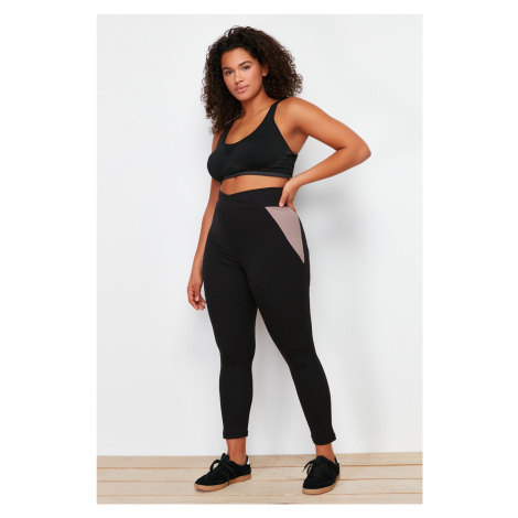 Trendyol Curve Black Color Blocked Corded Knitted Sports Tights