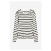H & M - Žebrované bavlněné triko - bílá