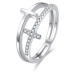 MOISS Luxusní dvojitý stříbrný prsten s křížky R00020