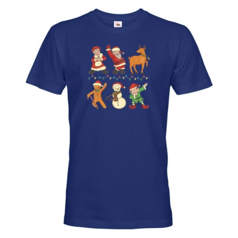 Pánské vánoční tričko s potiskem vánočních postaviček - vánoční tričko BezvaTriko
