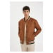 DEFACTO DFC - Relax Fit College Collar Bomber Lined Suede Coat