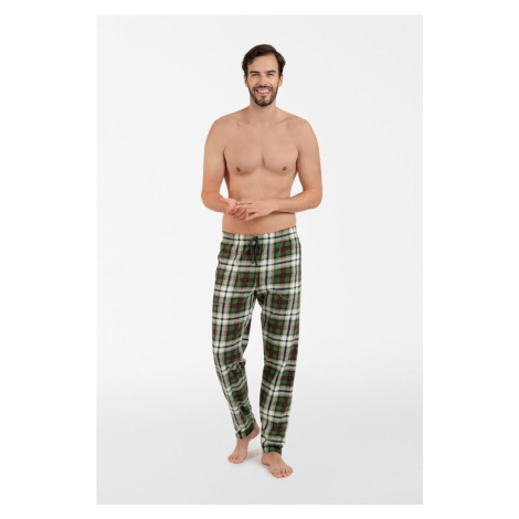 Pánské pyžamové kalhoty Seward zelené káro Italian Fashion