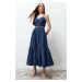 Trendyol Indigo Flared Maxi Length Woven Skirt