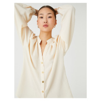 Koton Big Collar Shirt with Long Balloon Sleeves and Buttons