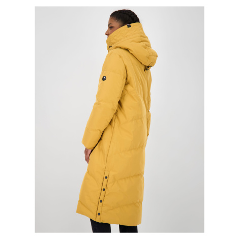Žlutý dámský prošívaný zimní kabát s kapucí Alife and Kickin | Modio.cz