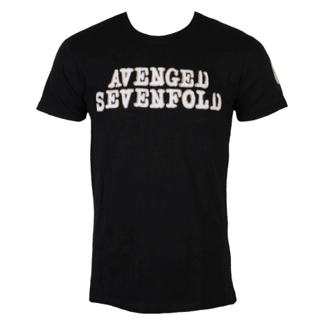 Tričko metal pánské Avenged Sevenfold - Logo & Deathbat Applique - ROCK OFF - ASAPSLUB01MB