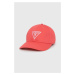 Bavlněná čepice Guess růžová barva, s aplikací