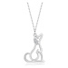 Stříbrný 925 náhrdelník - obrys sedícího psa, ucho s diamanty