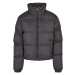 Ladies Short Peached Puffer Jacket - black