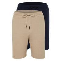 Trendyol Navy Blue-Beige Drawcord Shorts & Bermuda