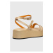 Kožené sandály Tommy Hilfiger TH STRAP GOLD PLATFORM dámské, zlatá barva, na platformě, FW0FW077