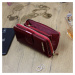 Elegantní dámská kožená peněženka Rono se zápinkou, červená