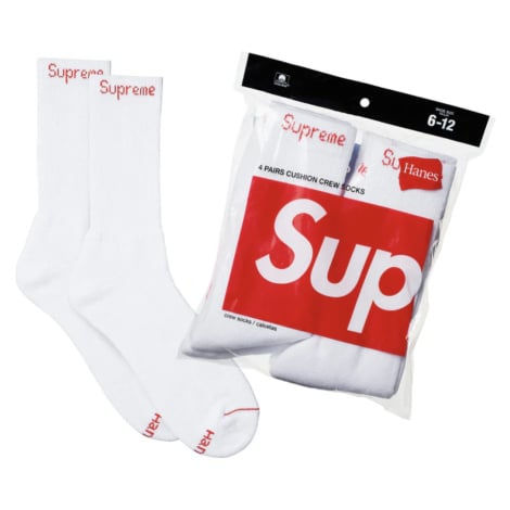 Supreme Hanes Crew Socks White (4 Pack)