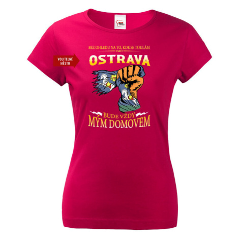 Dámské vlastenecké tričko s potiskem volitelného města BezvaTriko