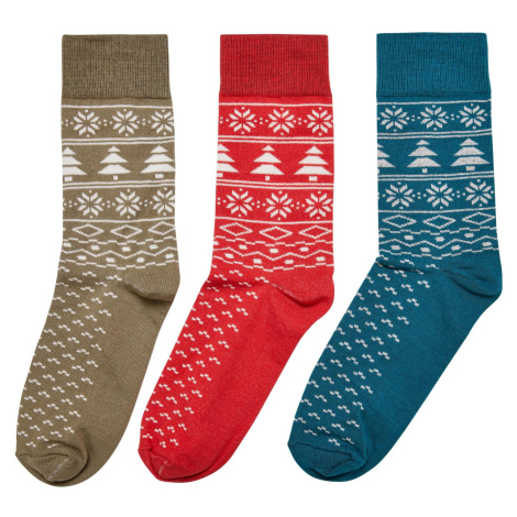 Ponožky s norským vzorem po 3 baleních obrovská červená/jaspis/tiniolive Urban Classics