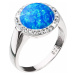 Evolution Group Stříbrný prsten se syntetickým opálem a krystaly Swarovski modrý 35060.1