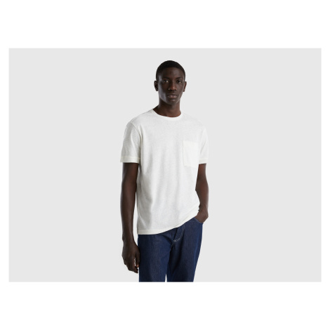Benetton, T-shirt In Linen Blend With Pocket United Colors of Benetton