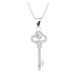Stříbrný 925 náhrdelník, řetízek s přívěskem, blýskavý klíček, zirkony