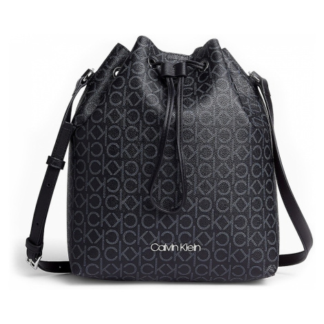 Calvin Klein černý stahovací vak Drawstring Bucket Bag Monogram
