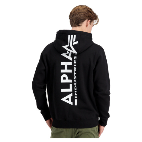 mikina s kapucí pánské - Back Print - ALPHA INDUSTRIES - black_128342