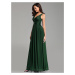 Elegantní večerní šaty s obálkovým výstřihem - Zelené