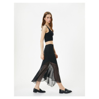 Koton Midi Skirt Asymmetric Cut Tulle Detailed