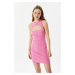 Trendyol Pink Cut Out Detailed Ribbed Mini Knitted Dress