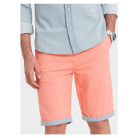 Men's chinos shorts with denim trim - salmon V9 W421