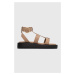 Kožené sandály BOSS Scarlet dámské, béžová barva, na platformě, 50516435